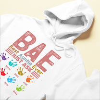 B.A.E Best Auntie Ever Handprints - Personalized Shirt - Birthday, Christmas Gift For Aunts, Aunties