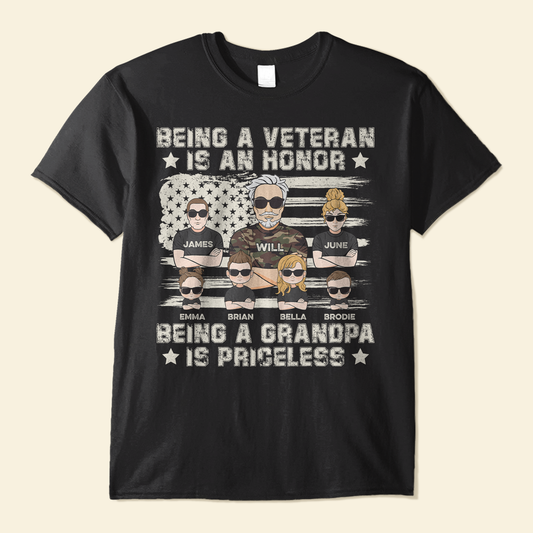 Being A Grandpa Is Priceless - Personalized Shirt - Father's Day, Birthday Gift For Veteran, Army Dad, Grandpa, Grandfather - From Son, Daughter, Granddaughters, Grandsons