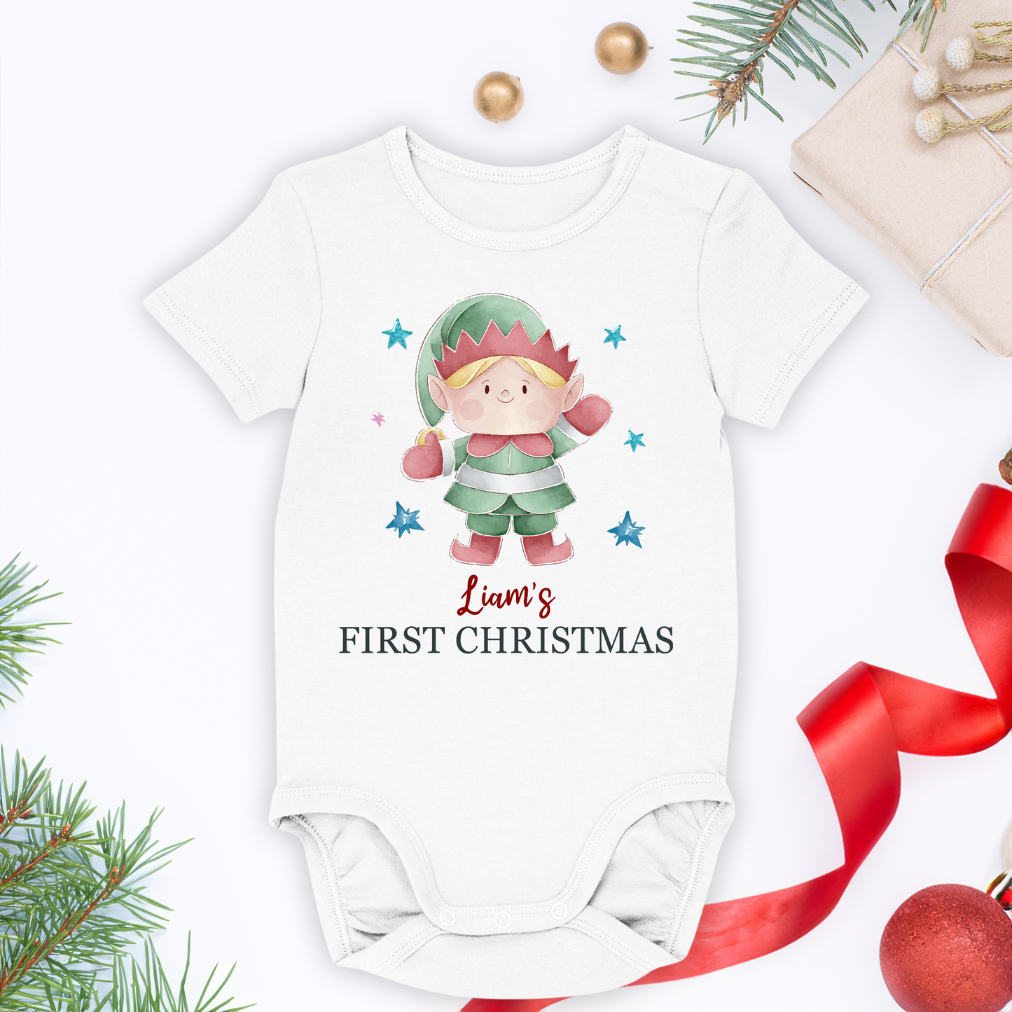 Baby 1st Christmas Gift For Newborn - Personalized Baby Onesie