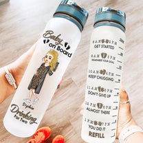 Baby On Board Drink For Two - Personalized Water Tracker Bottle - Mother's Day Gift For Pregnant Mom, Mother