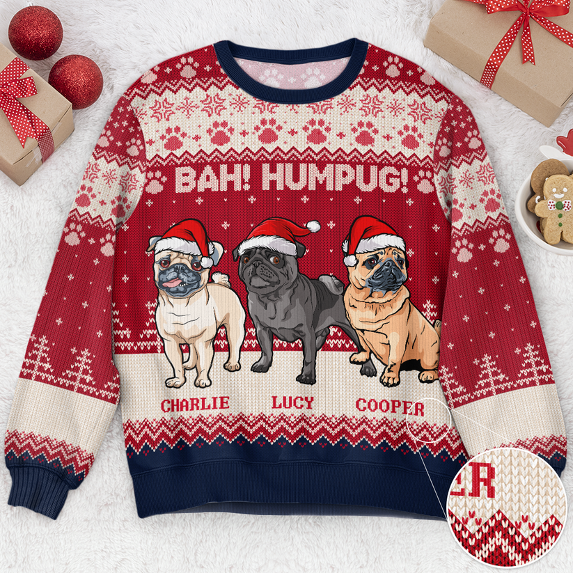 Bah Hum Pug Dog Lovers - Personalized Ugly Sweater – Macorner