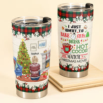 Bake Stuff And Drink Cocoa - Personalized Tumbler Cup - Christmas Gift For Family & Relationship - Christmas Girl