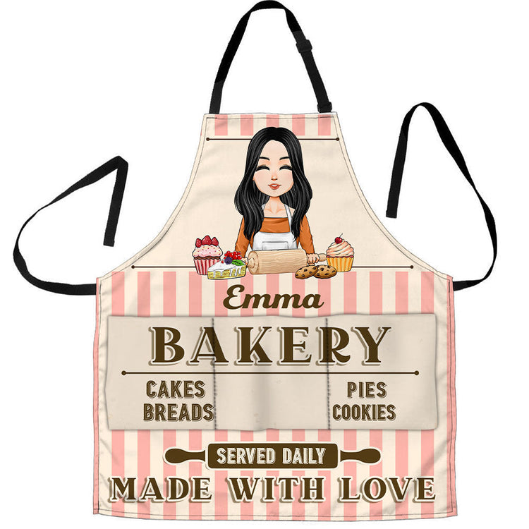 Baked With Love - Personalized Apron With Pocket - Baking Apron For Women, Men, Kitchen Chef Gifts For Mom, Wife, Baker