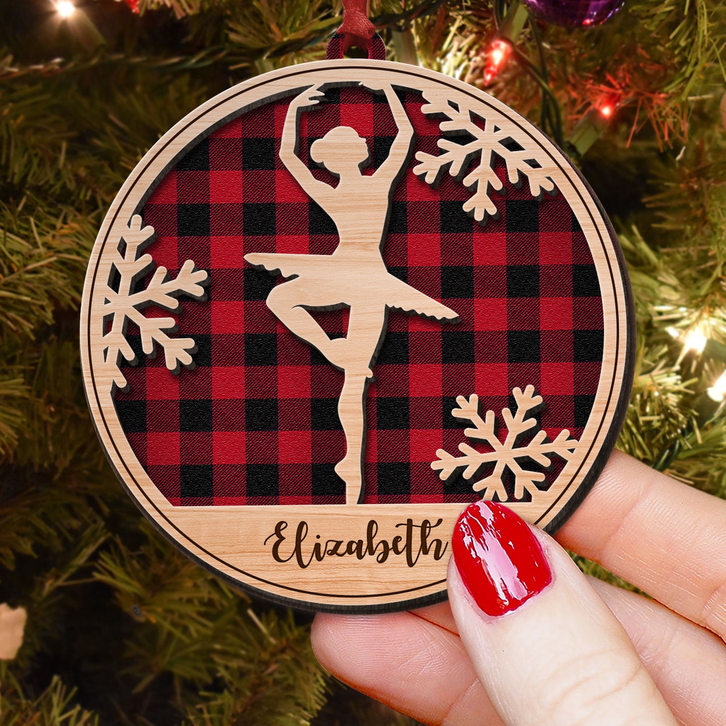 [Only available in the U.S] Ballet Silhouette - Personalized 2 Layered Wooden Ornament - Christmas Gift For Ballet Lovers