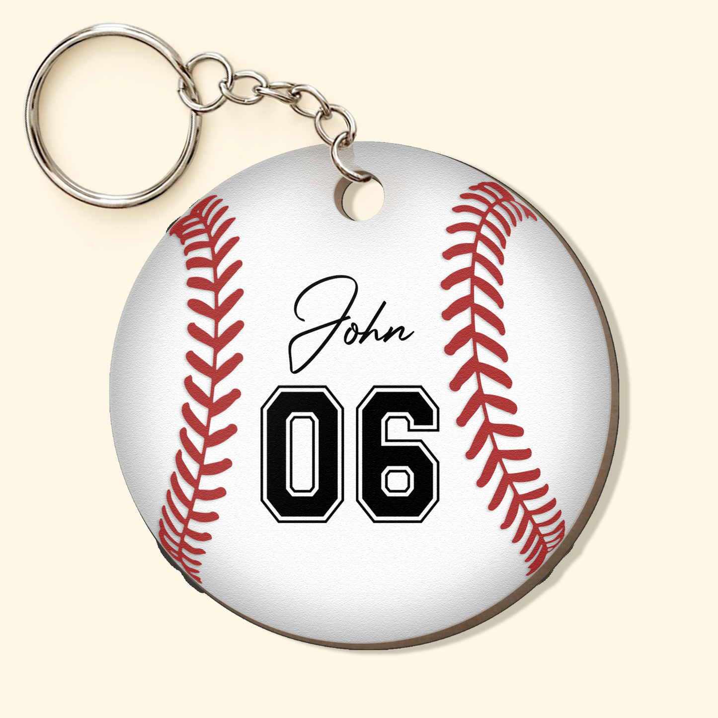 Baseball Ball - Personalized Wooden Keychain