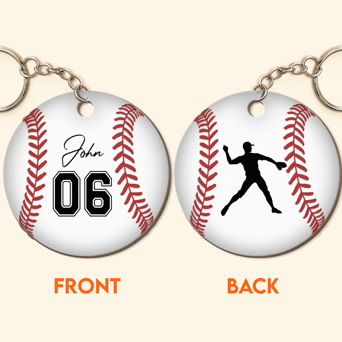 Baseball Ball - Personalized Wooden Keychain