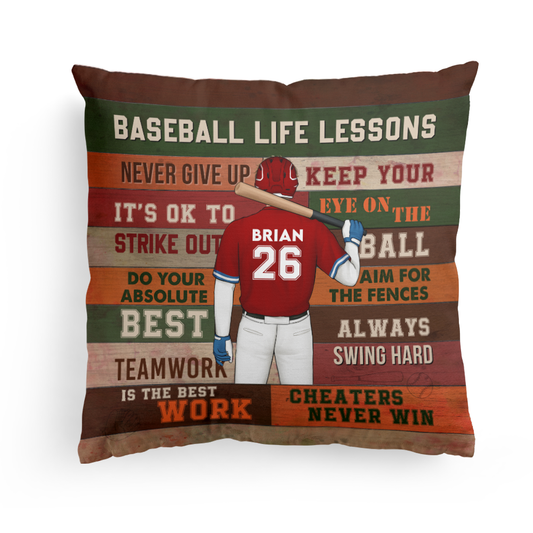 Baseball Life Lessons - Personalized Pillow (Insert Included)