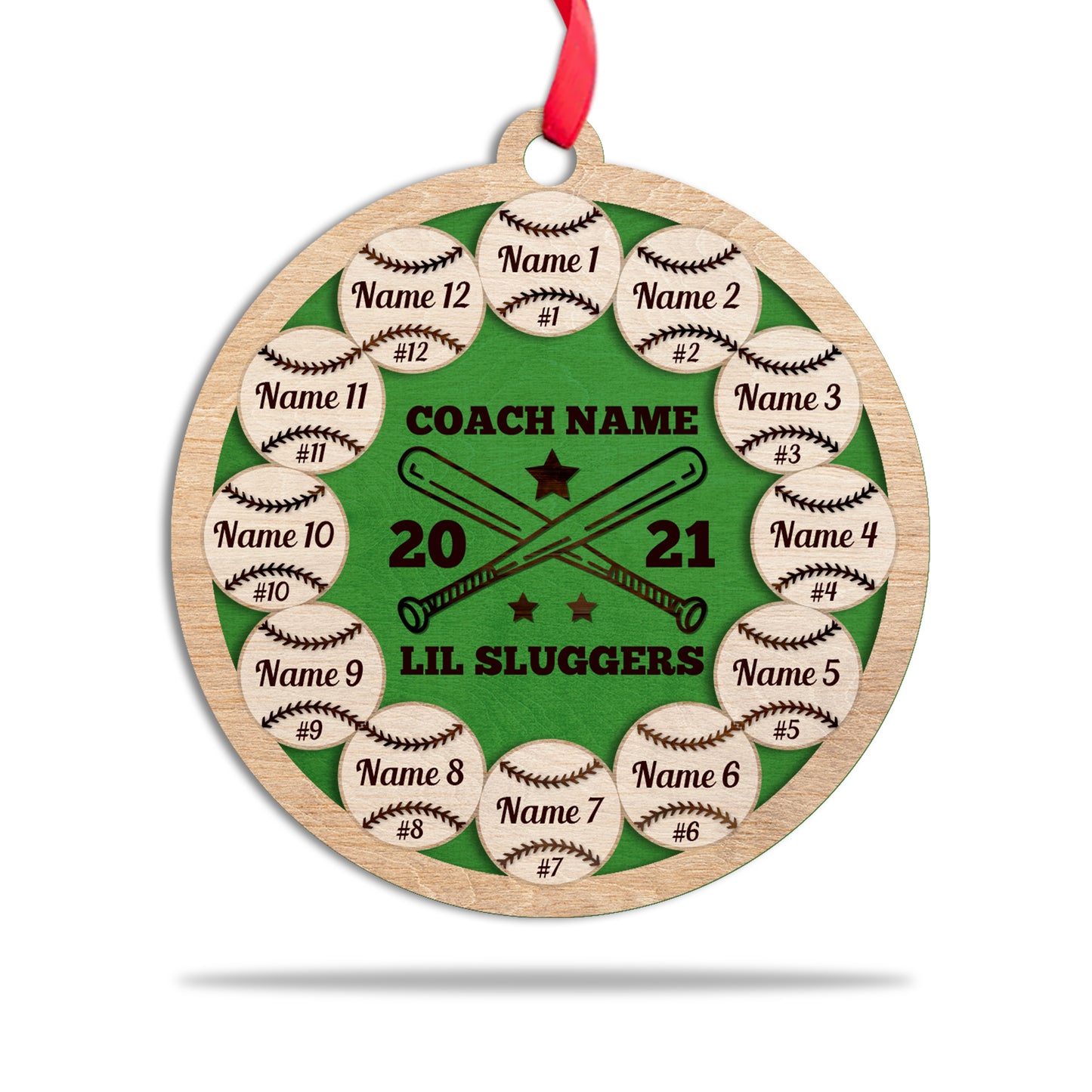 Baseball Team - Personalized 2 Layered Wooden Ornament - Christmas Gift For Coaches, Baseball Players