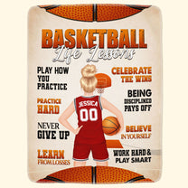 Basketball Life Lessons - Personalized Blanket - Birthday Gift For Basketball Girls, Friends, Daughters, Sisters