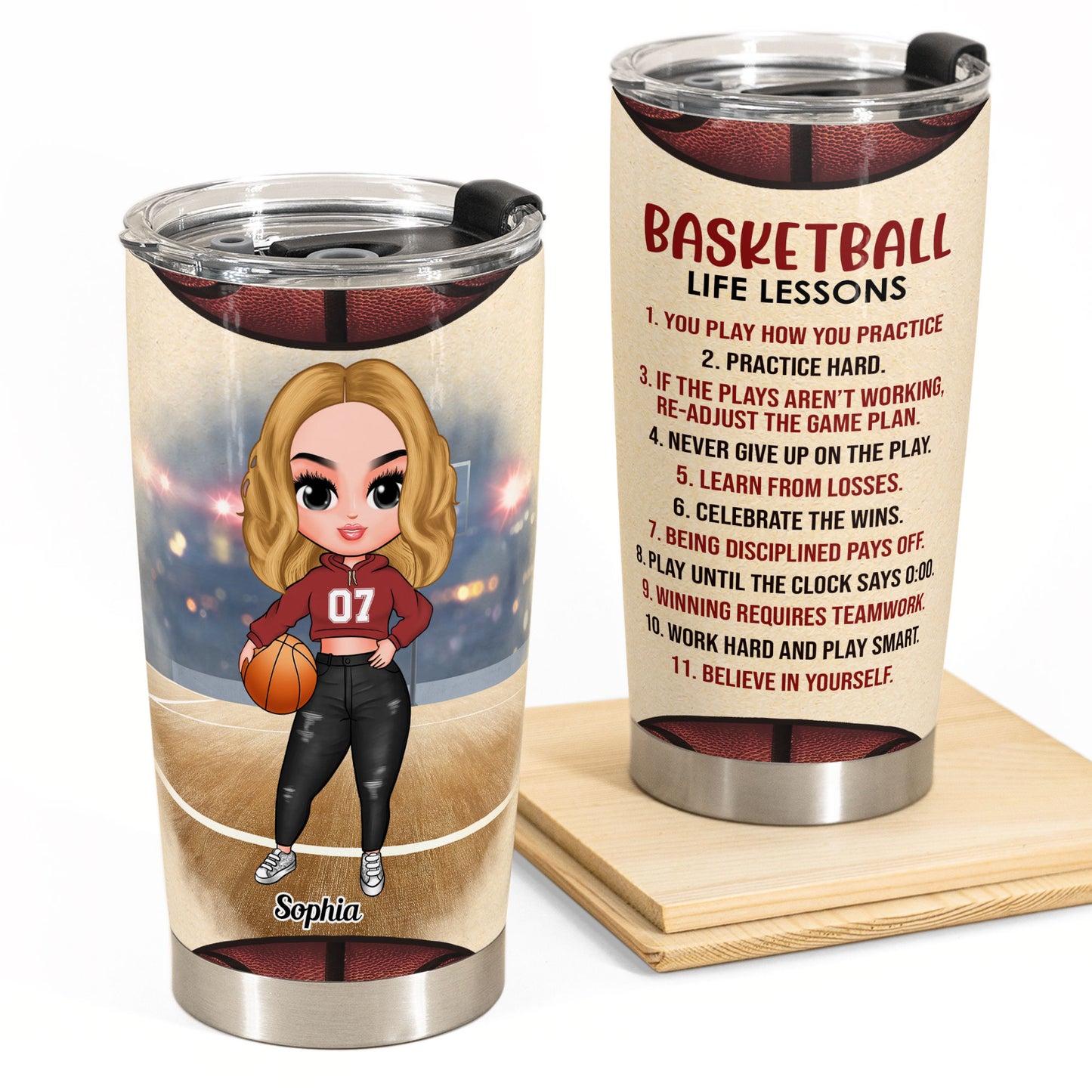 Basketball Life Lessons - Personalized Tumbler Cup - Birthday Gift For Basketball Girl, Basketball Lovers - Chibi Girl