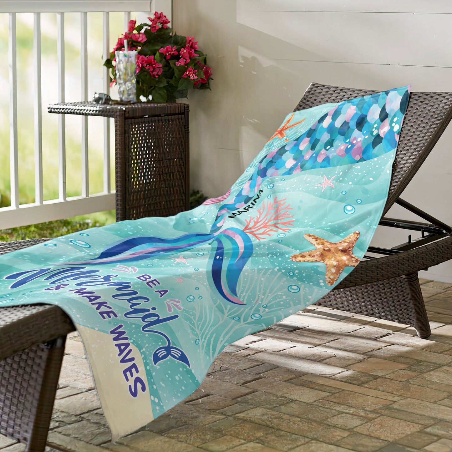 Be A Mermaid & Make Waves - Personalized Beach Towel