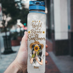 Be A Sunflower Cause You Are Awesome - Personalized Water Tracker Bottle - Birthday, Motivational Gift For Her, Girls, Sunflowers Girl, Positive Gift