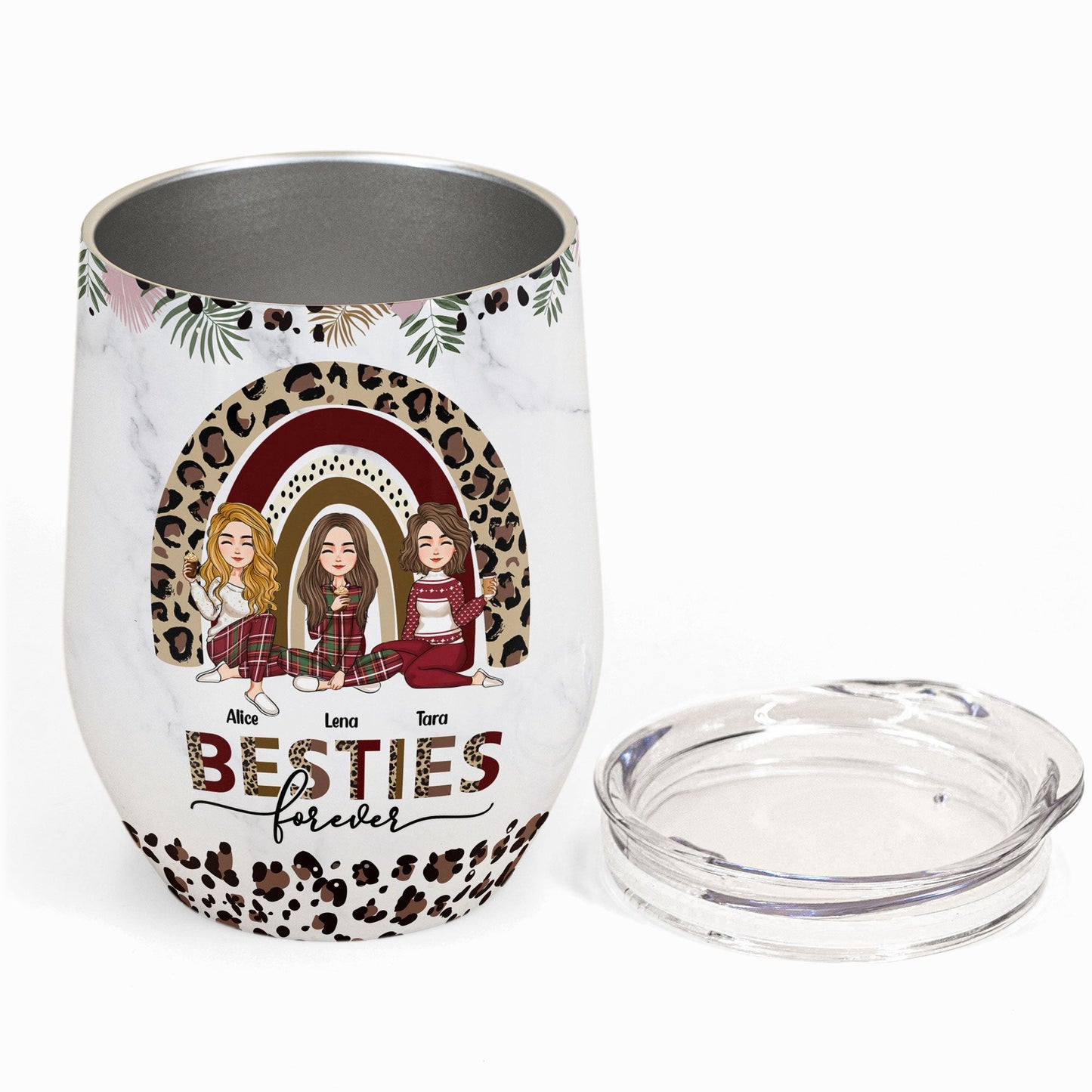 Beautiful Besties Here's To Another Year Of Bonding Over Alcohol - Personalized Wine Tumbler - Christmas Gift For Besties, BFF, Sisters, Sistas