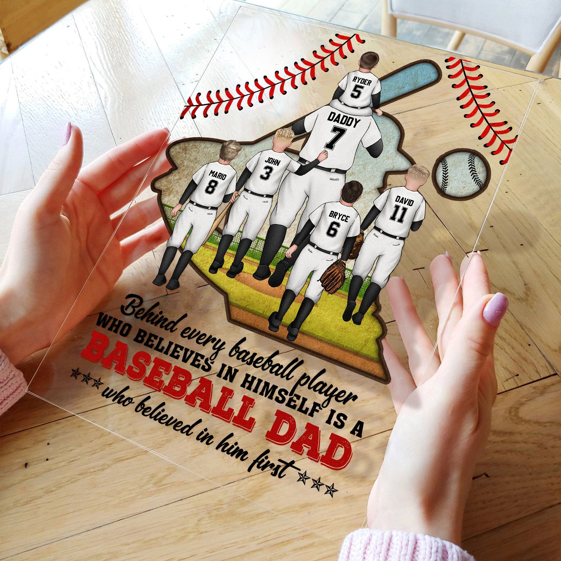 Behind Every Baseball Player Is A Baseball Dad - Personalized Acrylic  Plaque - Father's Day, Birthday, Baseball Gift For Dad, Father, Daughter,  Son