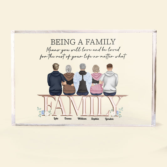 Being A Family Means You Will Love - Personalized Rectangle Acrylic Plaque