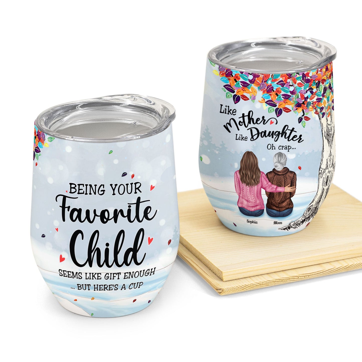 Mom Of Boys - Personalized Wine Tumbler - Mom And Kids Back – Macorner