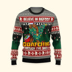 Believe In Bigfoot Squatching Through The Snow - Ugly Sweater
