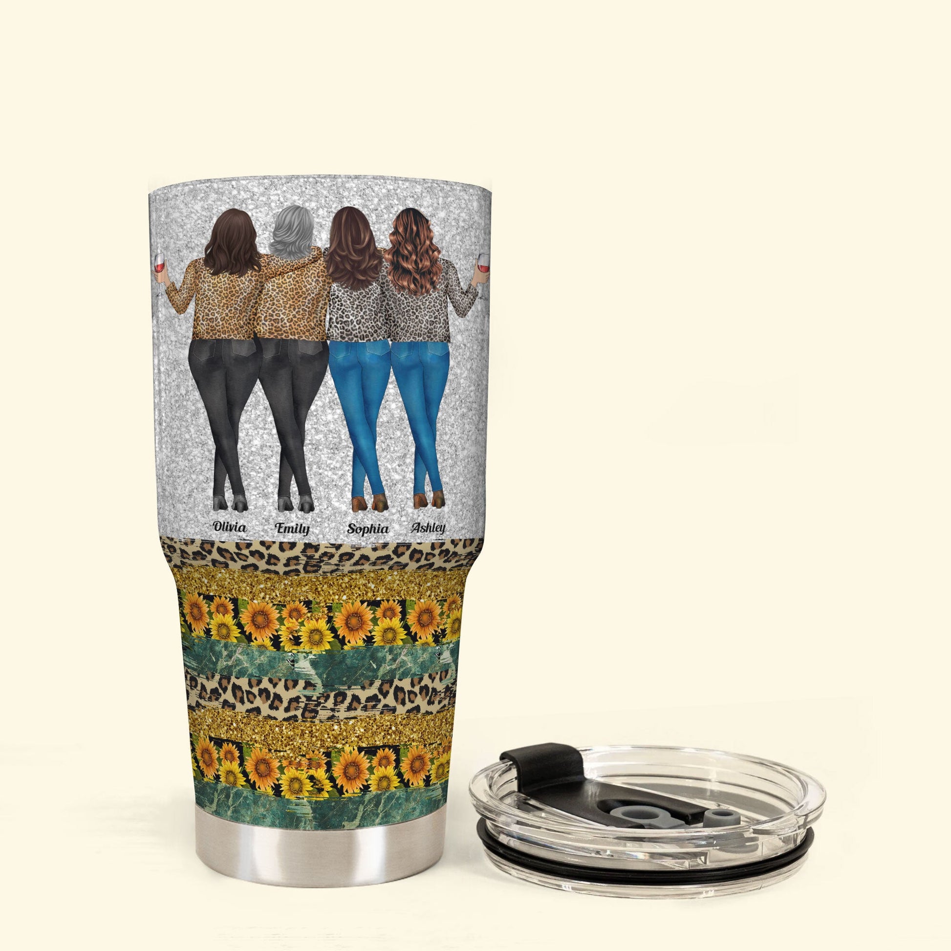 30oz Textured Glitter Stainless Steel Tumbler, Personalized