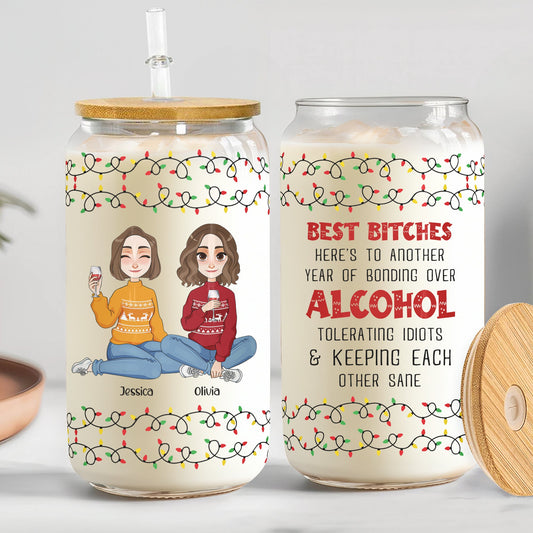 Best Bitches, Alcohol Tolerating, Bonding Over - Personalized Clear Glass Cup