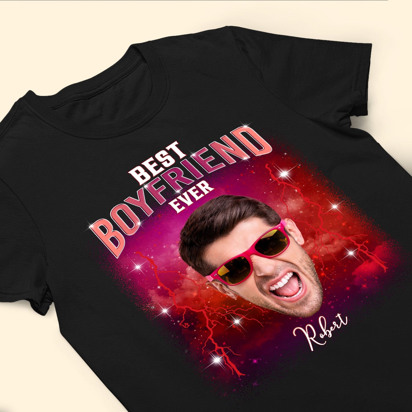 Best Boyfriend Ever Custom Funny Face Bootleg Tee - Personalized Photo Shirt