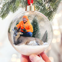 Best Buckin' Papa Ever - Personalized Christmas Ball Photo Ornament