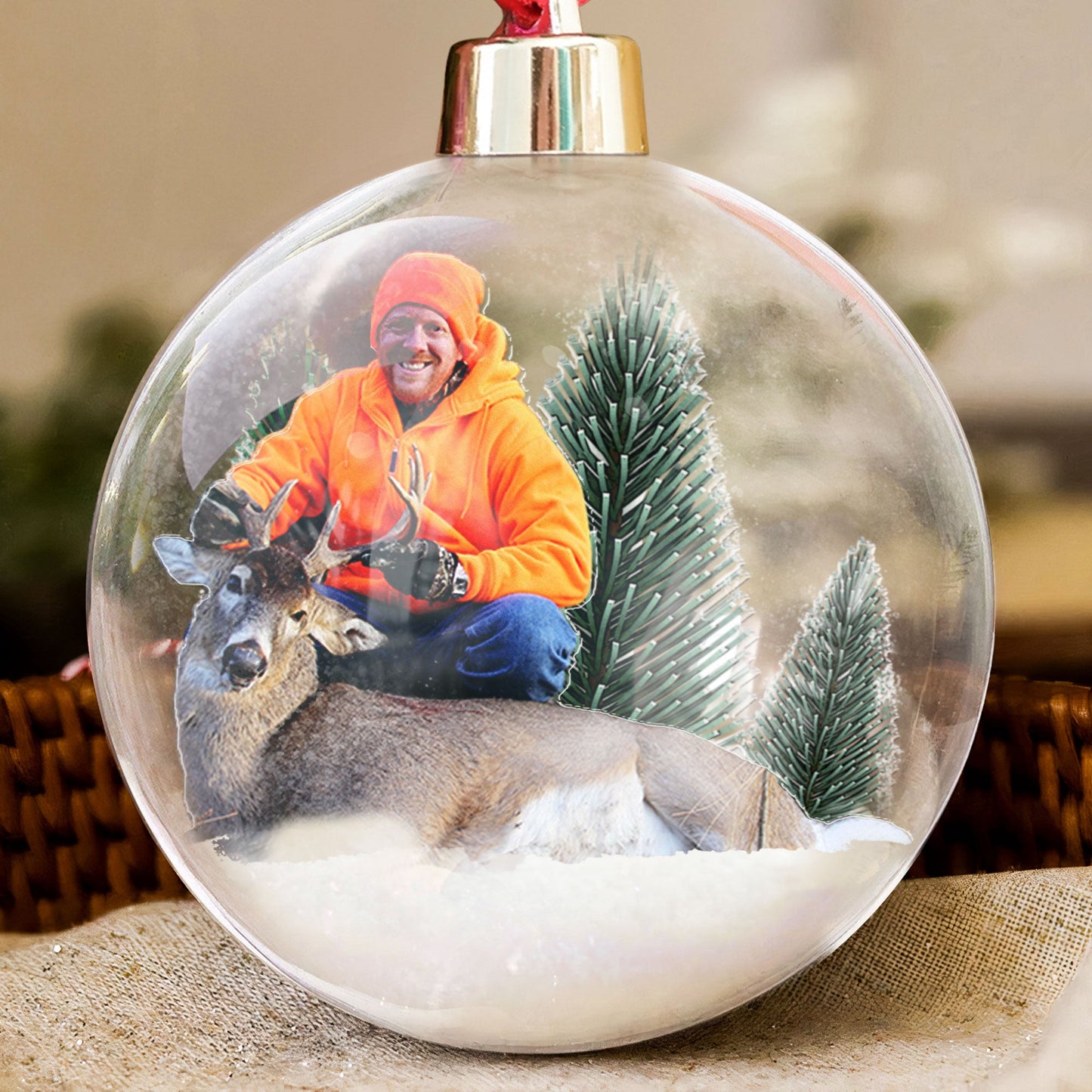 Best Buckin' Papa Ever - Personalized Christmas Ball Photo Ornament