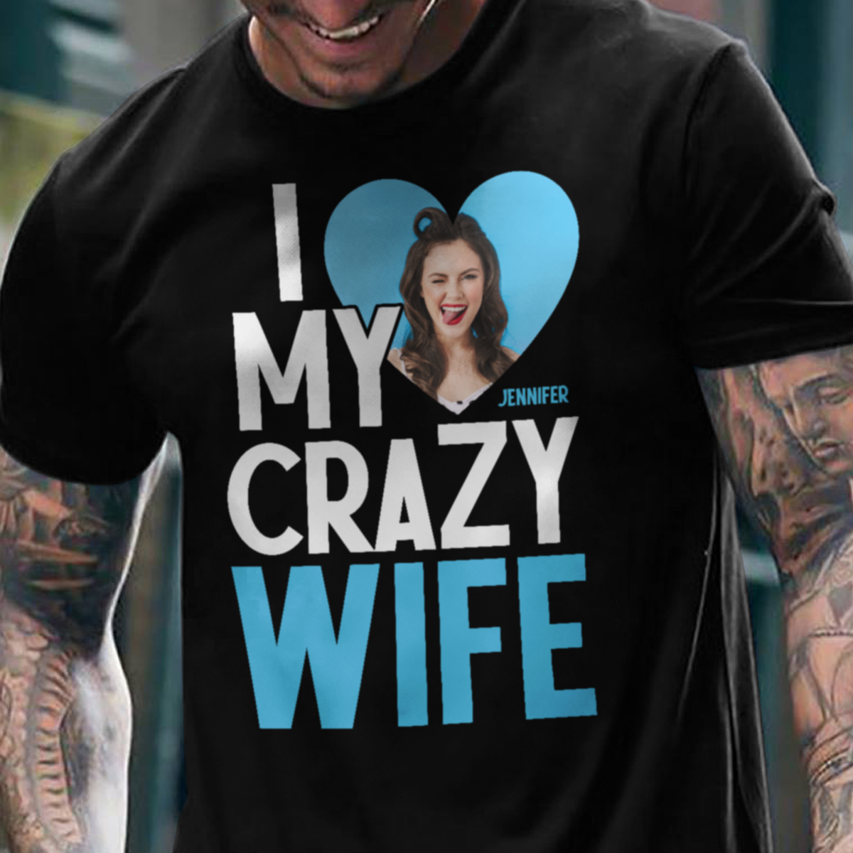 I Love My Crazy Wife - Personalized Photo Shirt