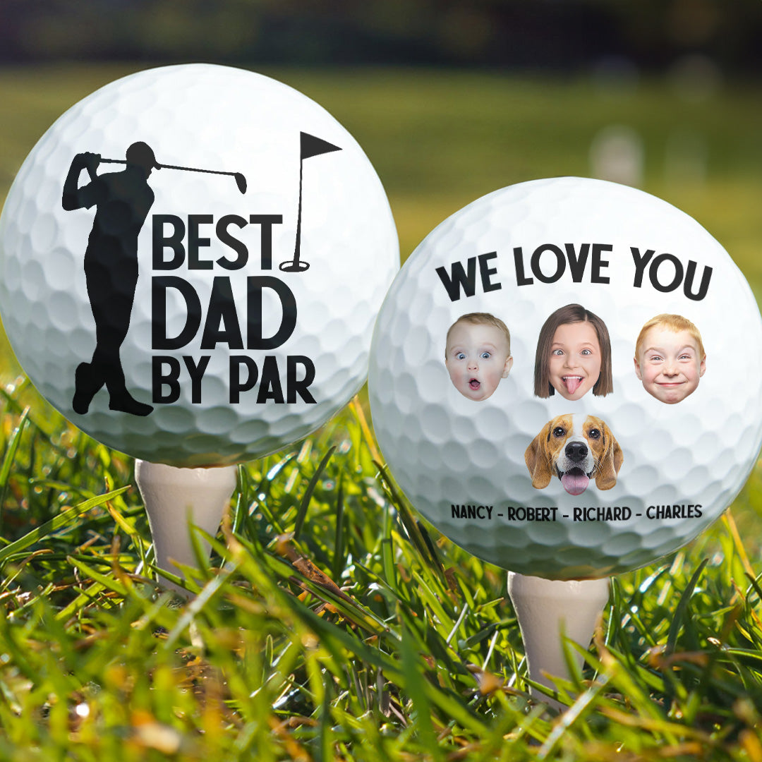 Best Dad By Par Grandpa Papa Husband Golf Gift - Personalized Golf Ball