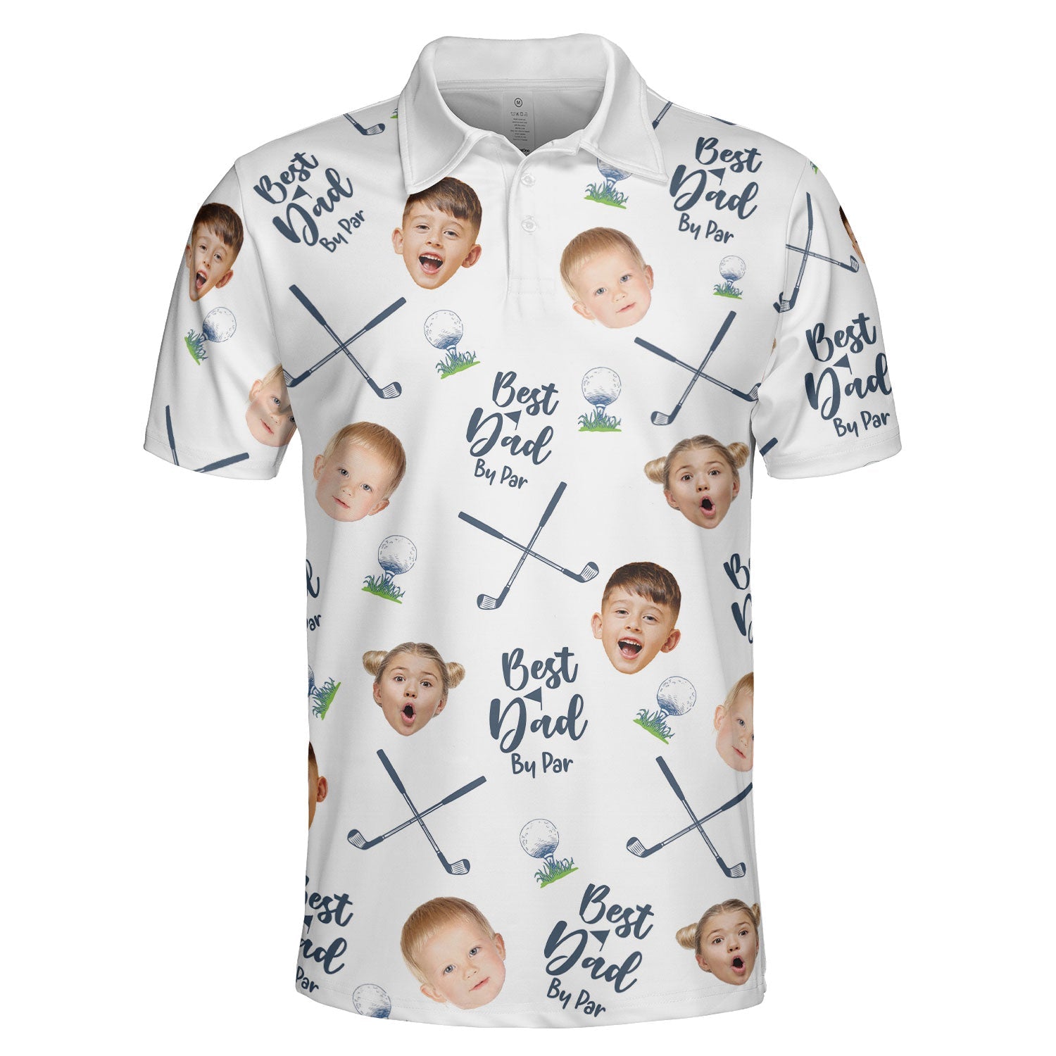 Best Dad By Par - Personalized Photo Polo Shirt