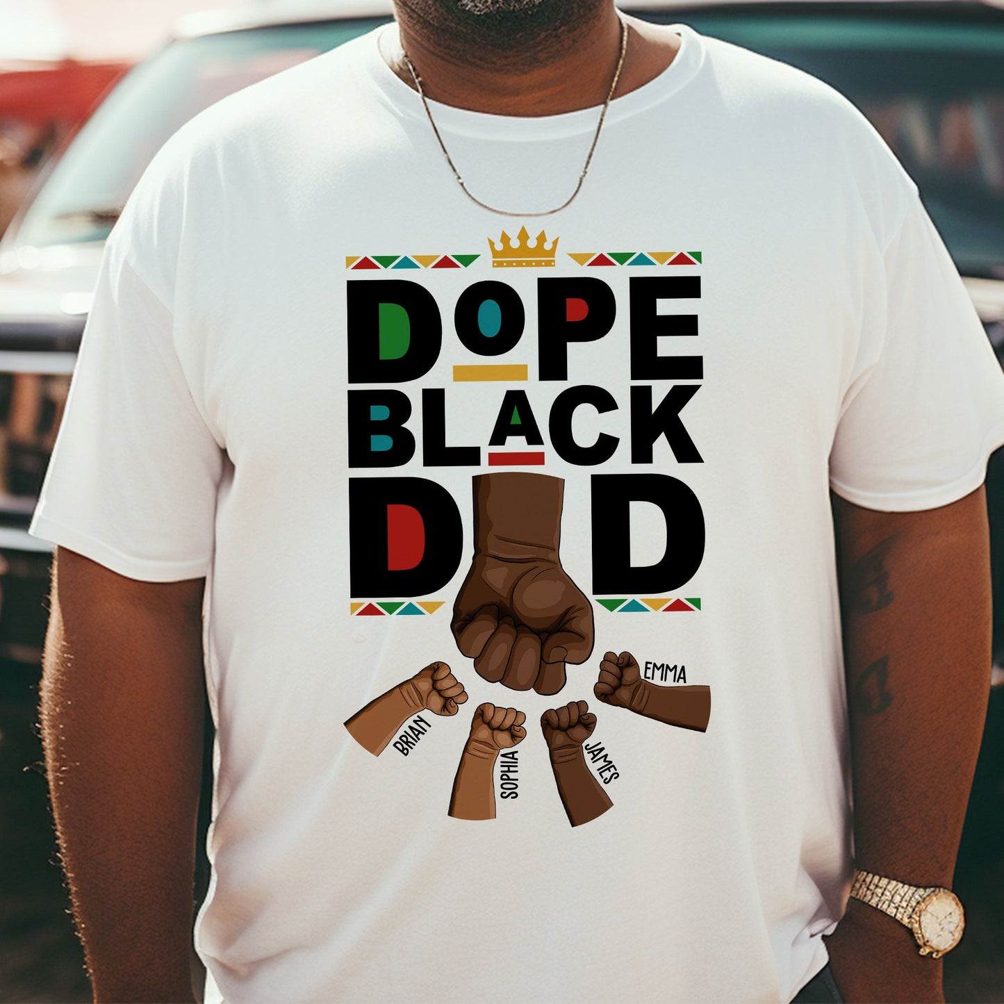 Dope Black Dad Fist Bump - Personalized Shirt