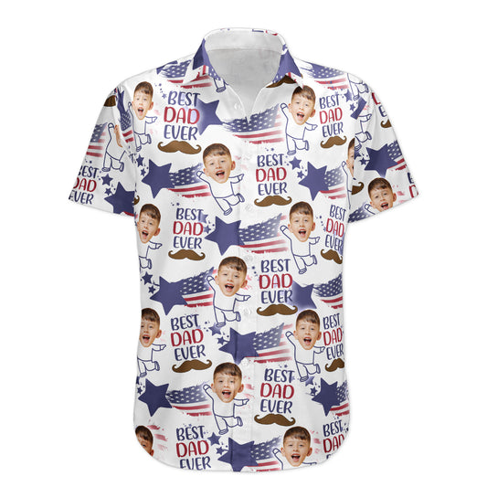 Photo Inserted Best Dad Ever - Personalized Photo Hawaiian Shirt