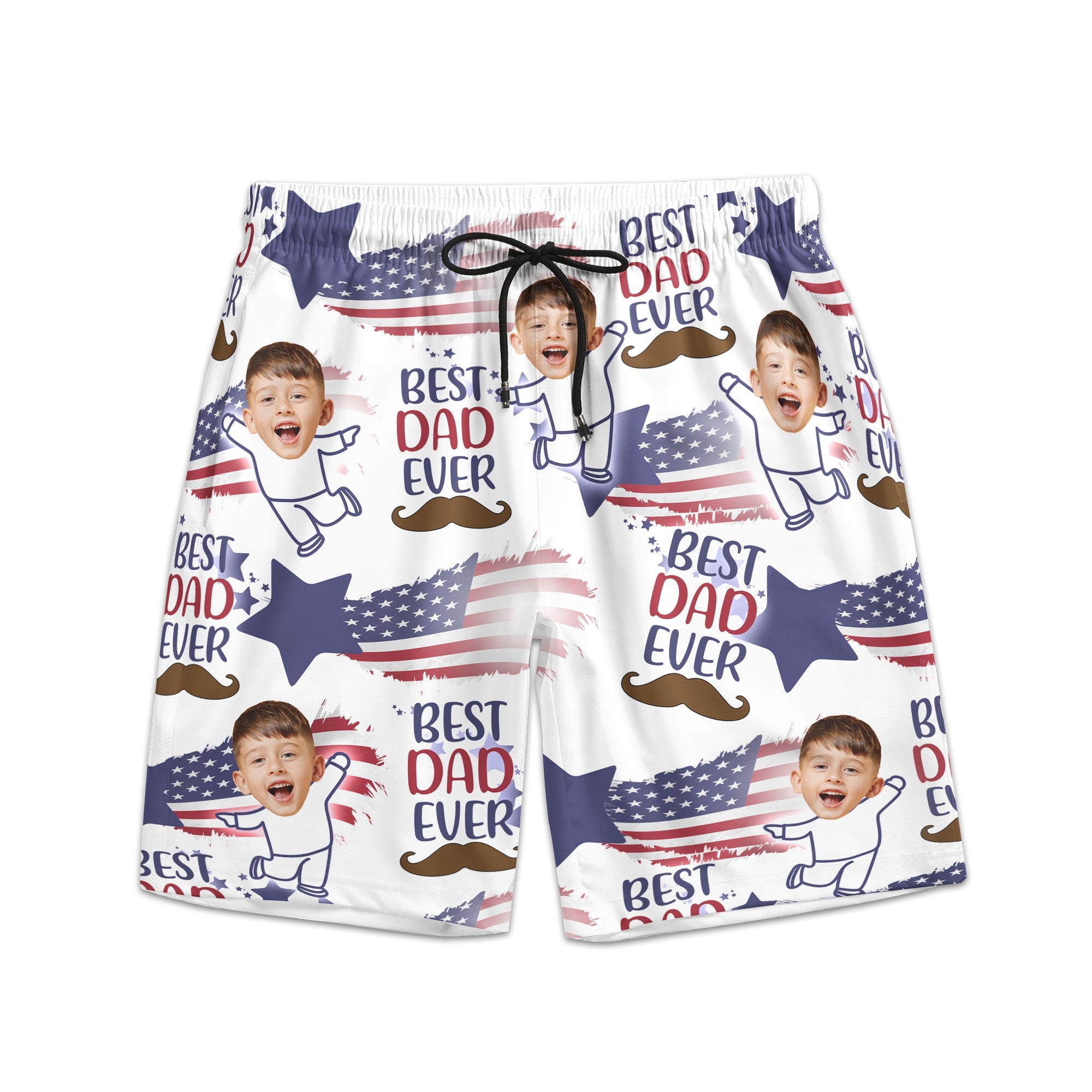 Father's Day Gifts, Photo Inserted Best Dad Ever - Personalized Photo Men's Beach Shorts