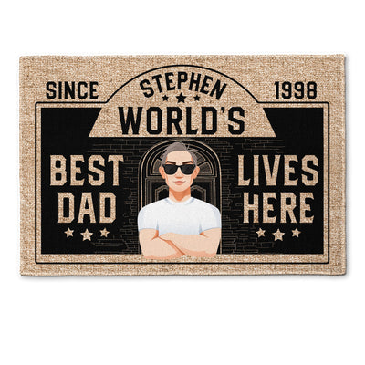 Best Dad Lives Here - Personalized Doormat