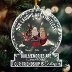 Our laughs are limitless, Our memories are countless, Our friendship is endless - Personalized Friends Ornament - Gift For Friend