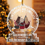 Our laughs are limitless, Our memories are countless, Our friendship is endless - Personalized Friends Ornament - Gift For Friend