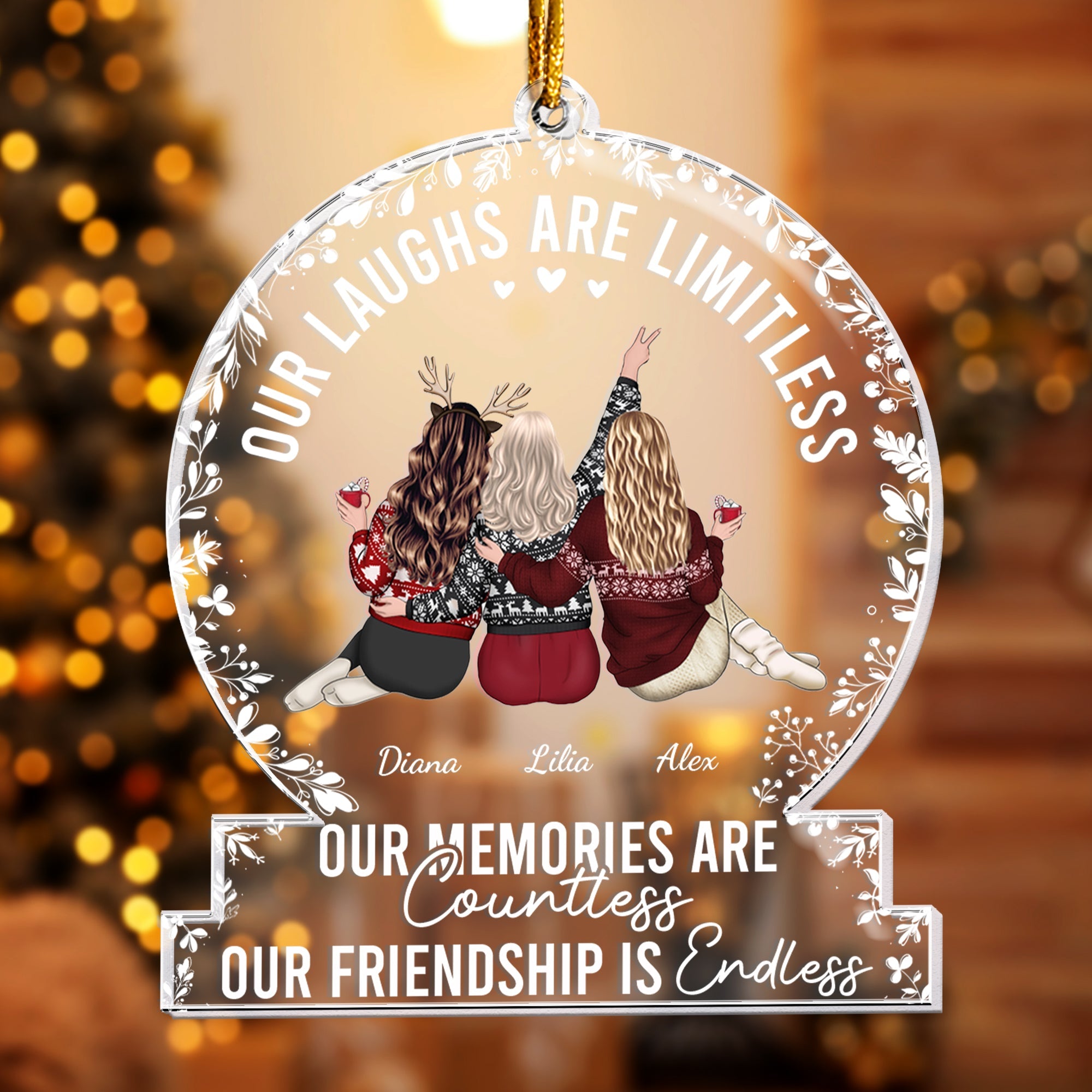 Our laughs are limitless, Our memories are countless, Our friendship is endless - Personalized Friends Ornament - Christmas Gift For Friend