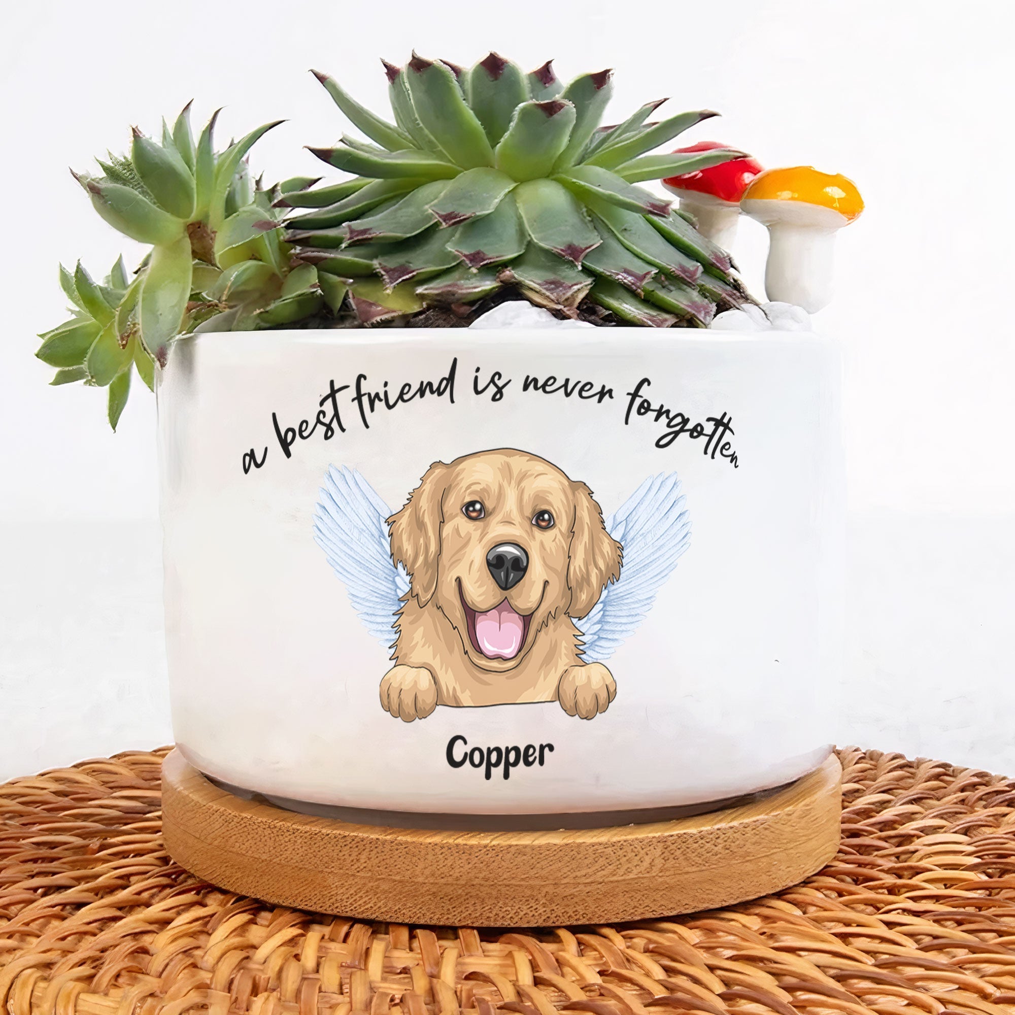 Best Friends Are Never Forgotten - Personalized Ceramic Plant Pot With Tray