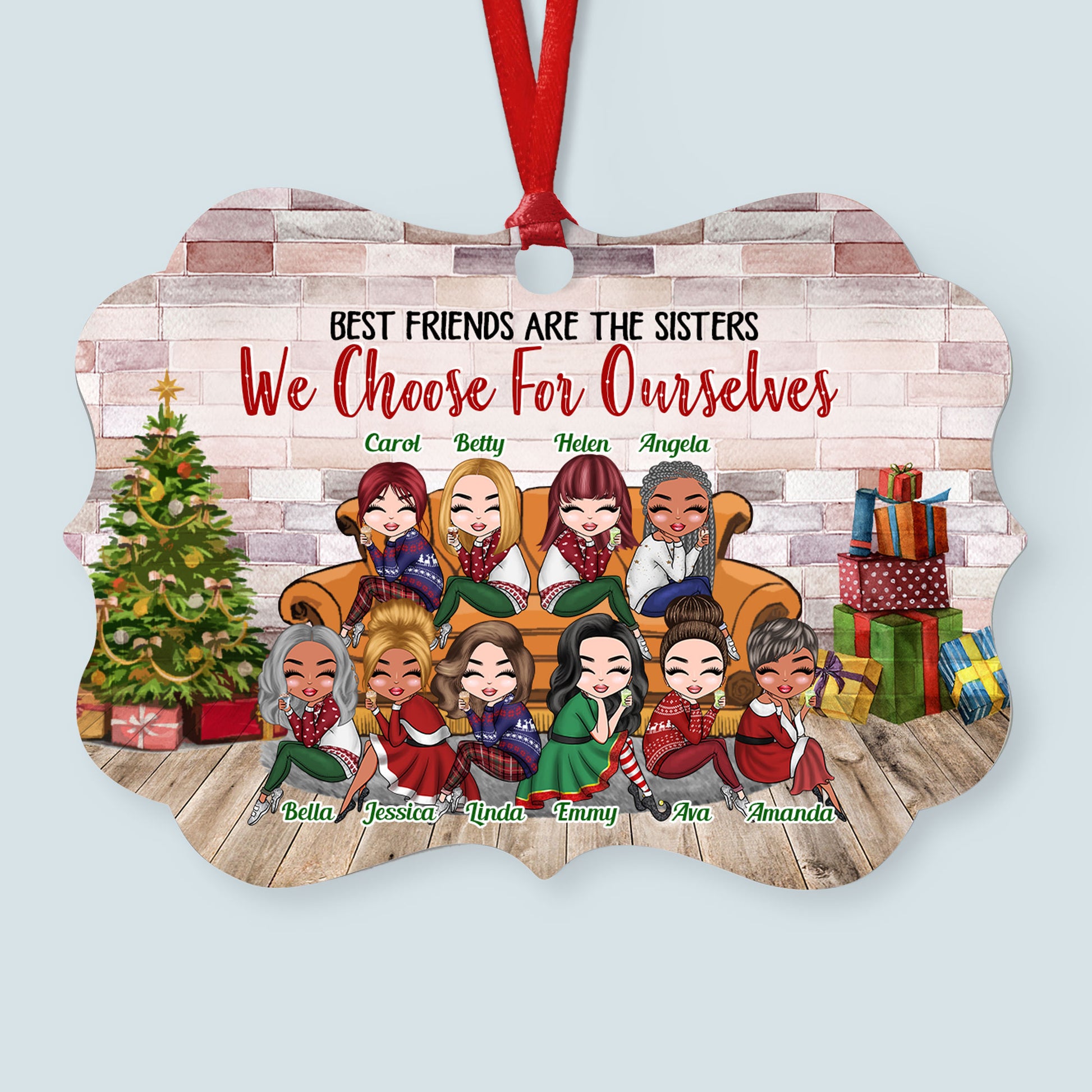Best Friends Are The Sisters - Personalized Aluminum Ornament - Christmas Gift For Friends