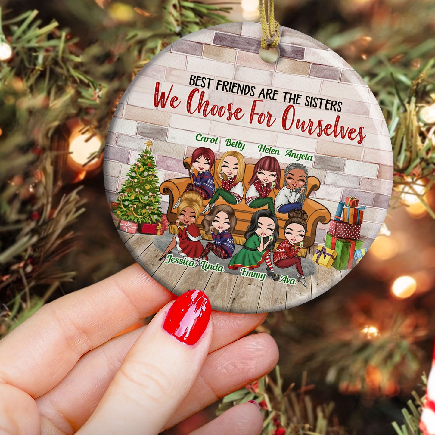 Best Friends Are The Sisters - Personalized Ceramic Ornament - Christmas Gift For Friends
