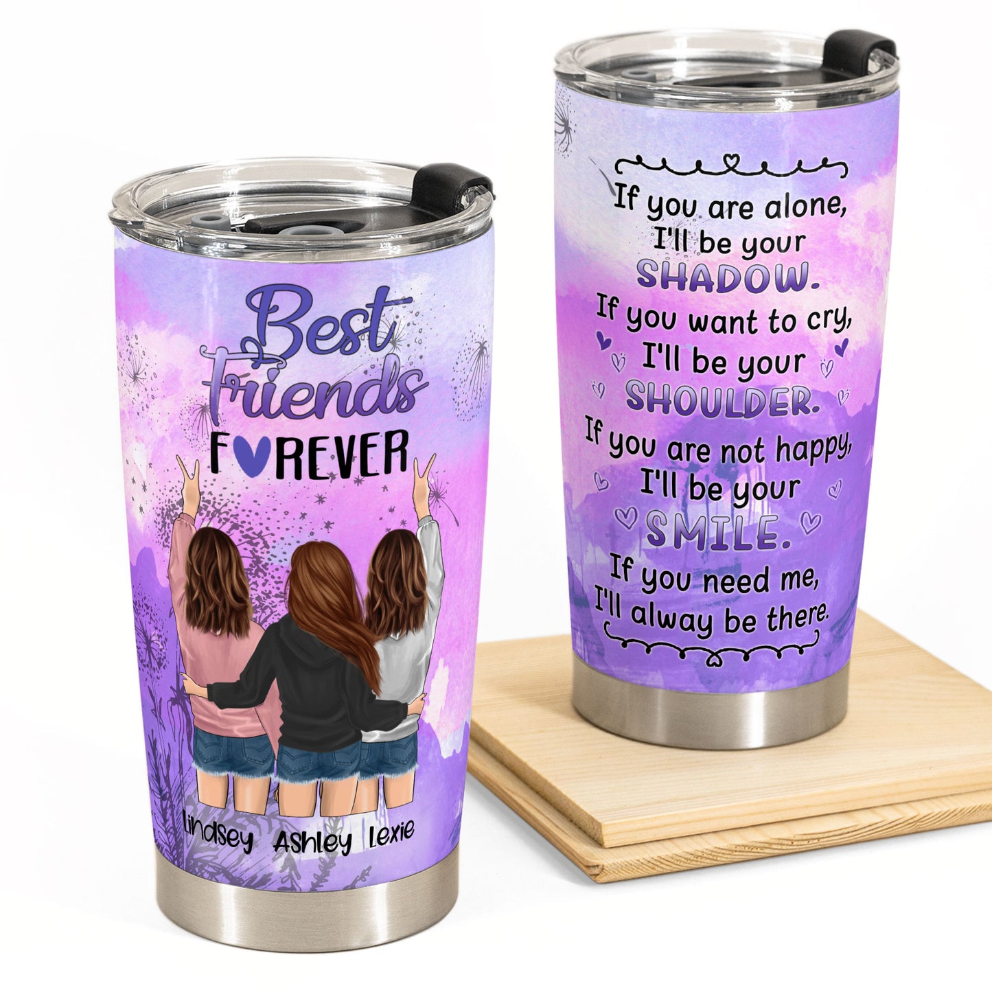 Best Friends Forever - Personalized Tumbler Cup - Friends Hoodie Standing