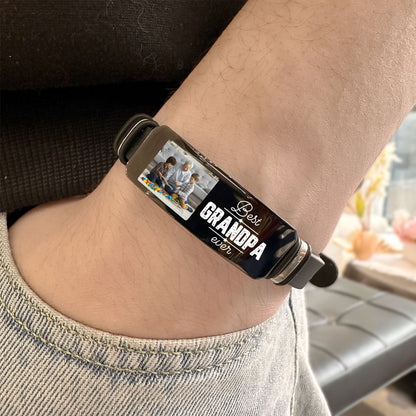 Best Grandpa Ever Father's Day Gift - Personalized Photo Engraved Bracelet