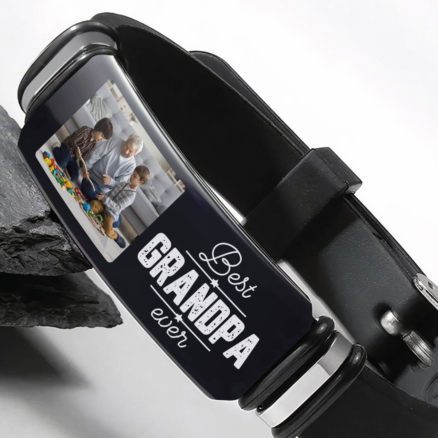 Best Grandpa Ever Father's Day Gift - Personalized Photo Engraved Bracelet