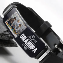 Best Grandpa Ever Father's Day Gift - Personalized Photo Engraved Bracelet
