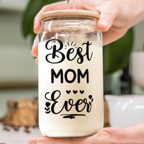 Best Mom Ever Custom Birthflower With Name - Personalized Clear Glass Cup