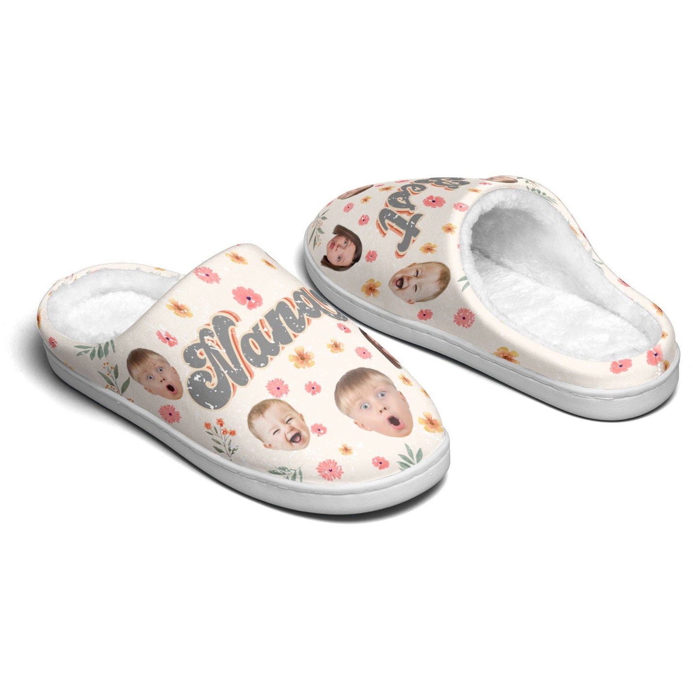 Best Nana Floral Version - Personalized Photo Slippers