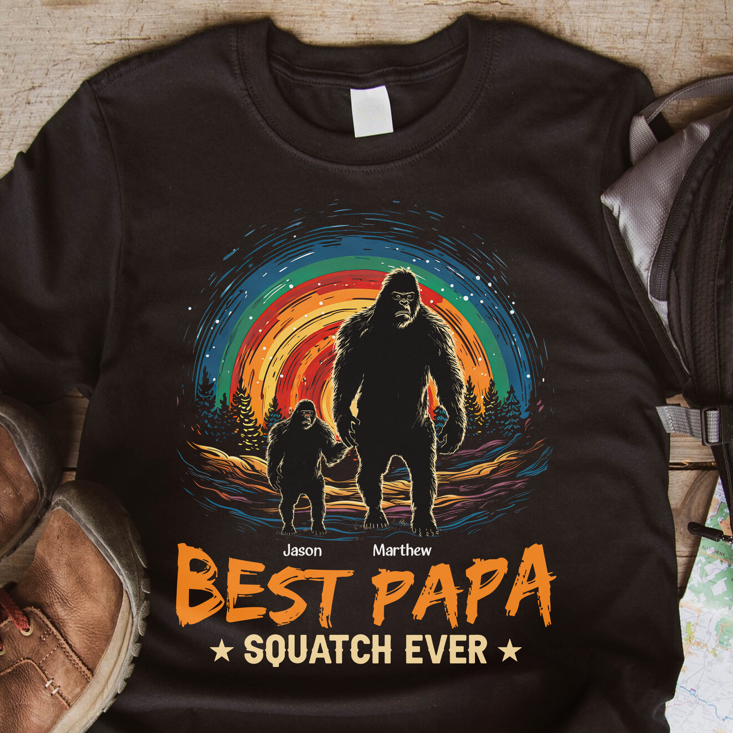 Best Papa Squatch Ever Bigfoot - Personalized Shirt