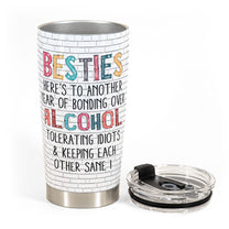 Besties - Another Year Of Bonding Over Alcohol - Cartoon Version - Personalized Tumbler Cup - Birthday, Funny Gift For Sisters, Sistas, Besties, Soul Sisters