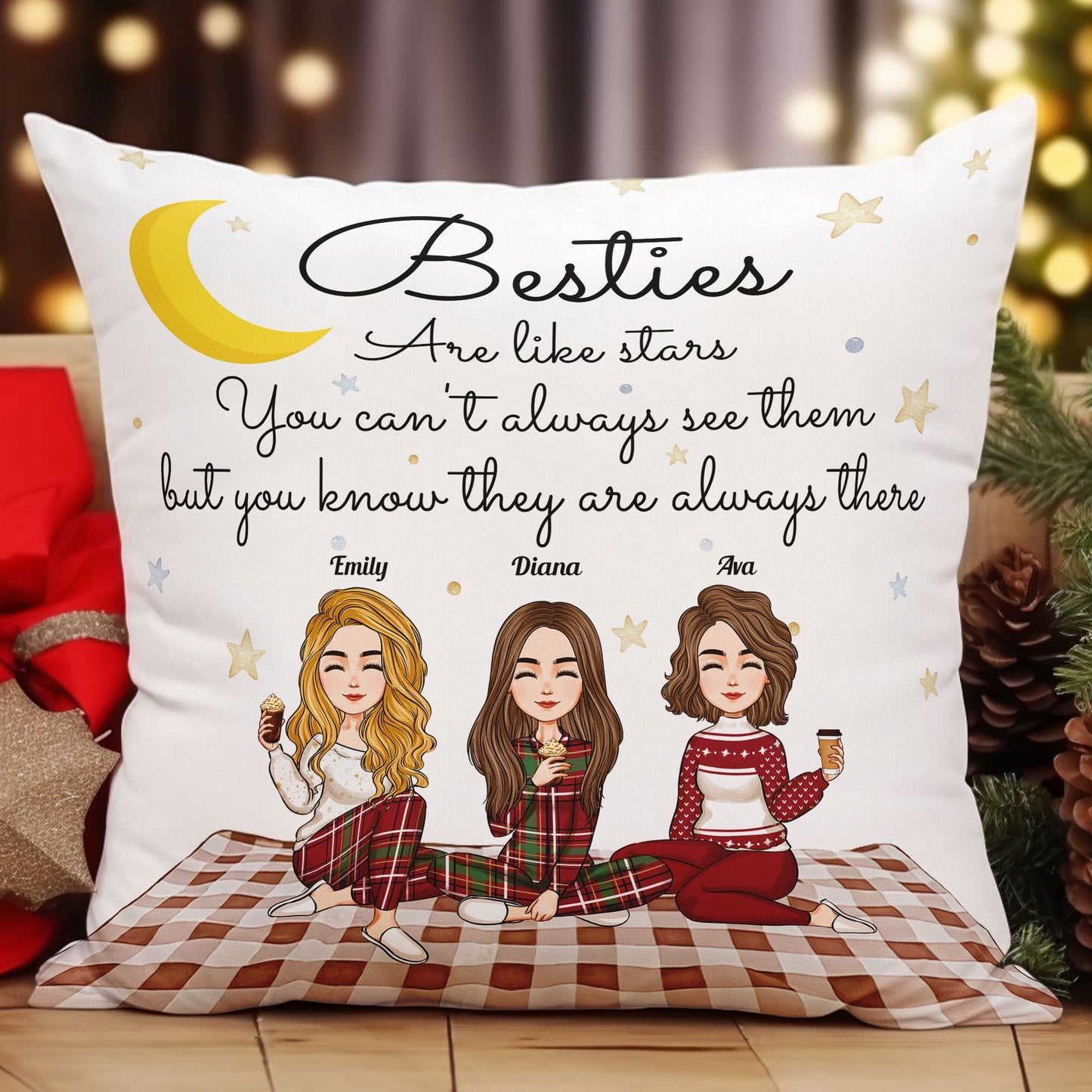 Besties Are Like Stars - Personalized Pillow (Insert Included)