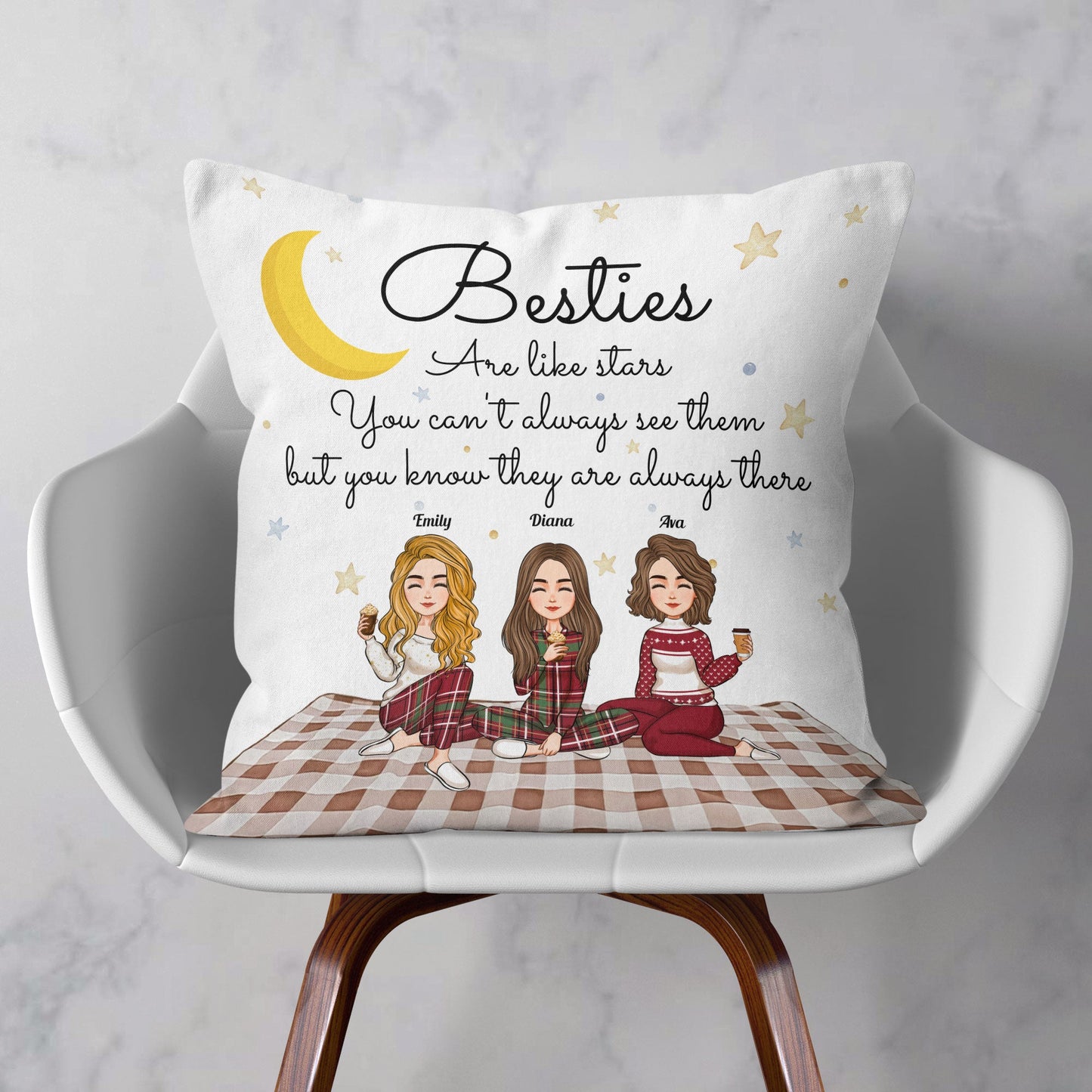 Besties Are Like Stars - Personalized Pillow (Insert Included)