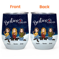 Besties Forever Cartoon Version - Personalized Wine Tumbler - Birthday, Christmas, New Year Gift For Friends, Sistas, Sister, Besties, Best Friends, Soul Sisters